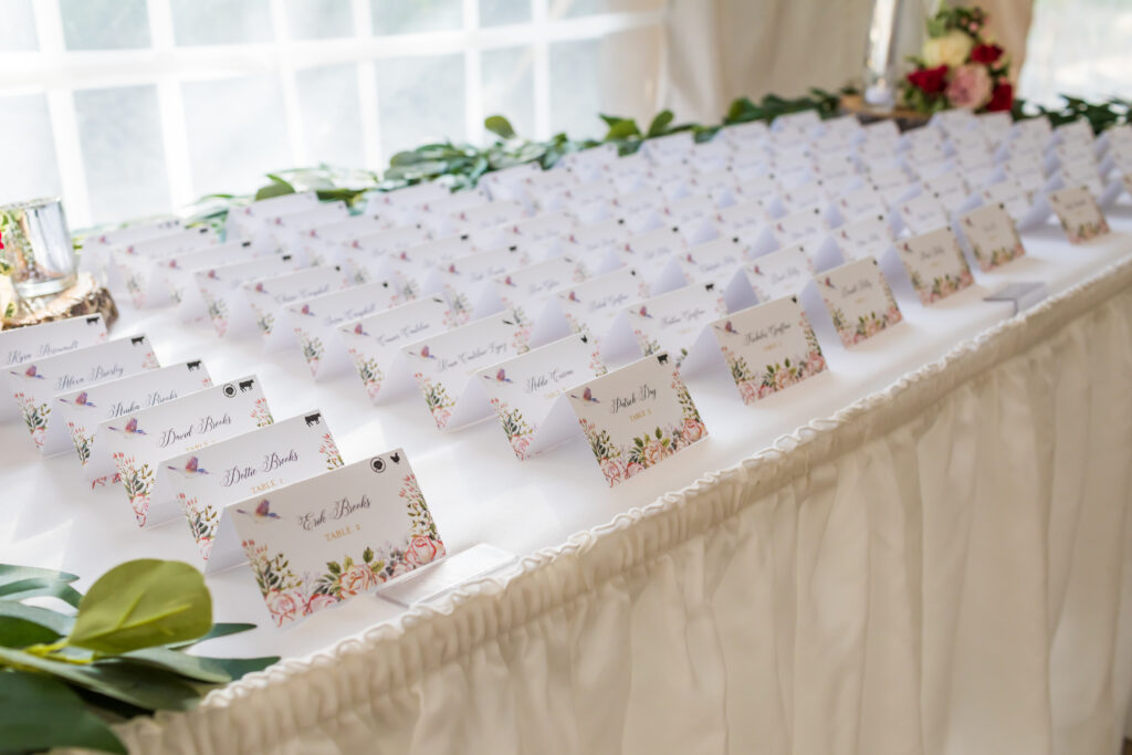 Eagle Mountain House Wedding Reception Place Cards